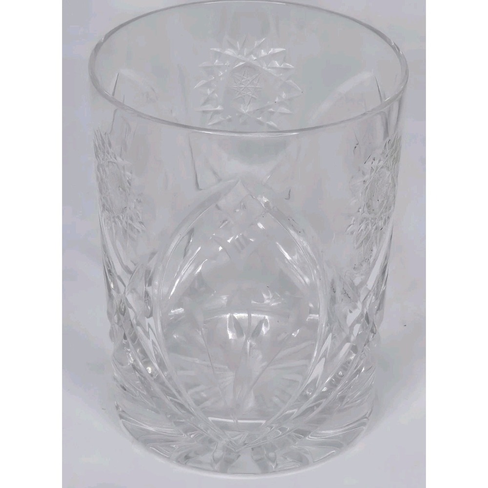 Sears Country Rose Star Cut Crystal Double Old Fashoned Glass Bohemian Czech